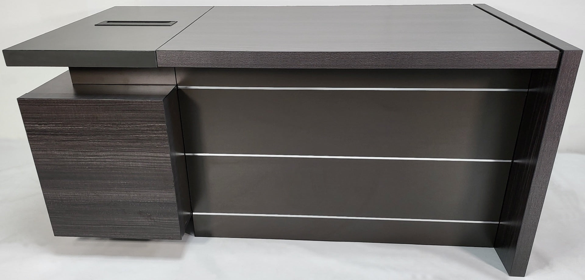 Modern Grey Oak Executive Office Desk with Built in Two Drawer Pedestal - 1400mm - LX-D05